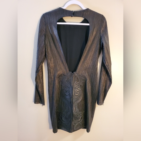 ROBERTO CAVALLI Black Leather Mini Dress Women's Size 44 - Picture 9 of 16